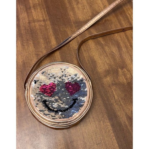 Fun Emoji Flip Sequins Round Crossbody Bag- Two Looks - Picture 4 of 6